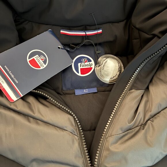 Fusalp Black Quilted Faux Fur Hooded Jacket NWT Size: FR 42 Style Anne - Picture 11 of 16